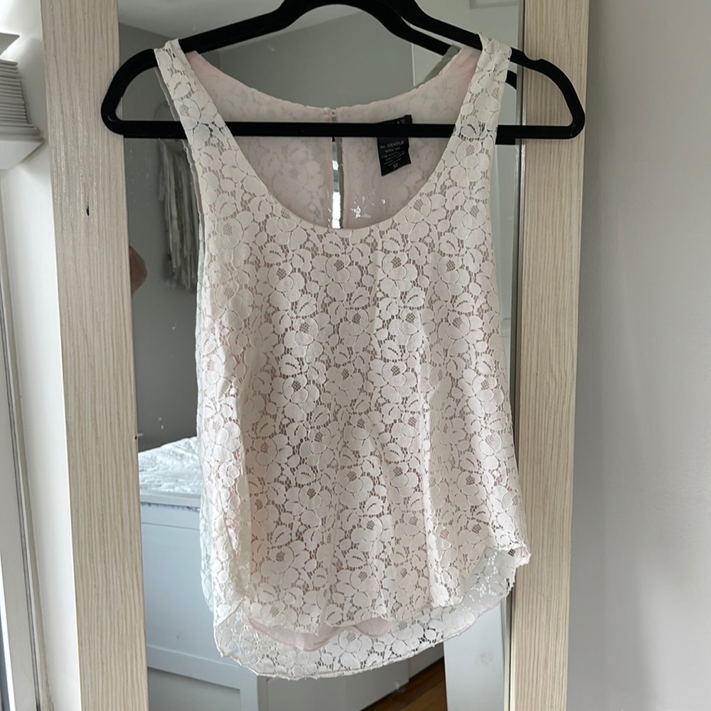 Soft White Lace Nude Blouse